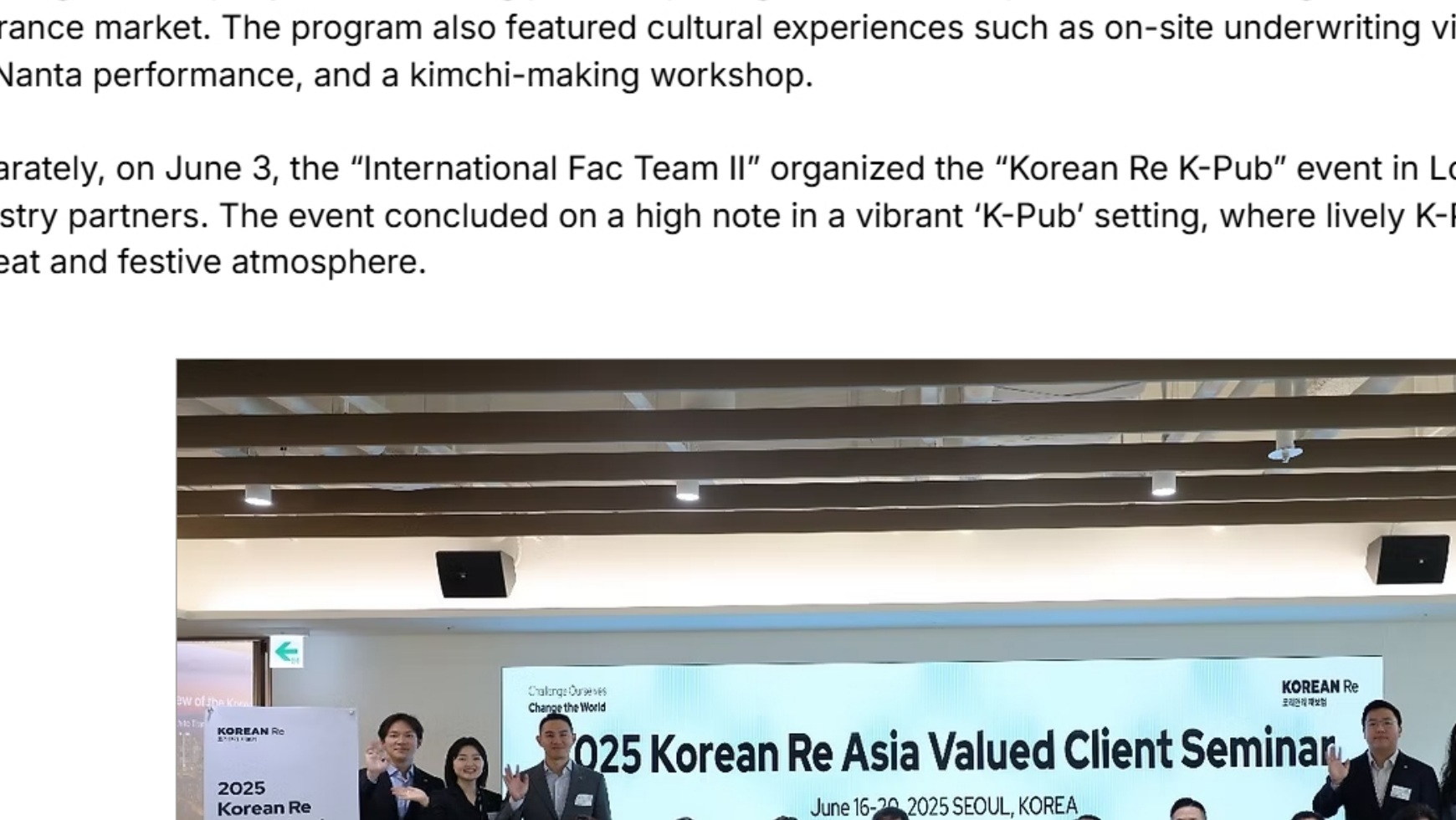 Korean Re Asia Valued Client Seminar
